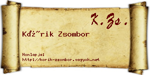 Kórik Zsombor névjegykártya