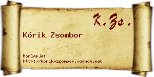 Kórik Zsombor névjegykártya